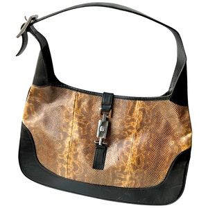 GUCCI vintage Jackie piston-lock snakeskin shoulder bag